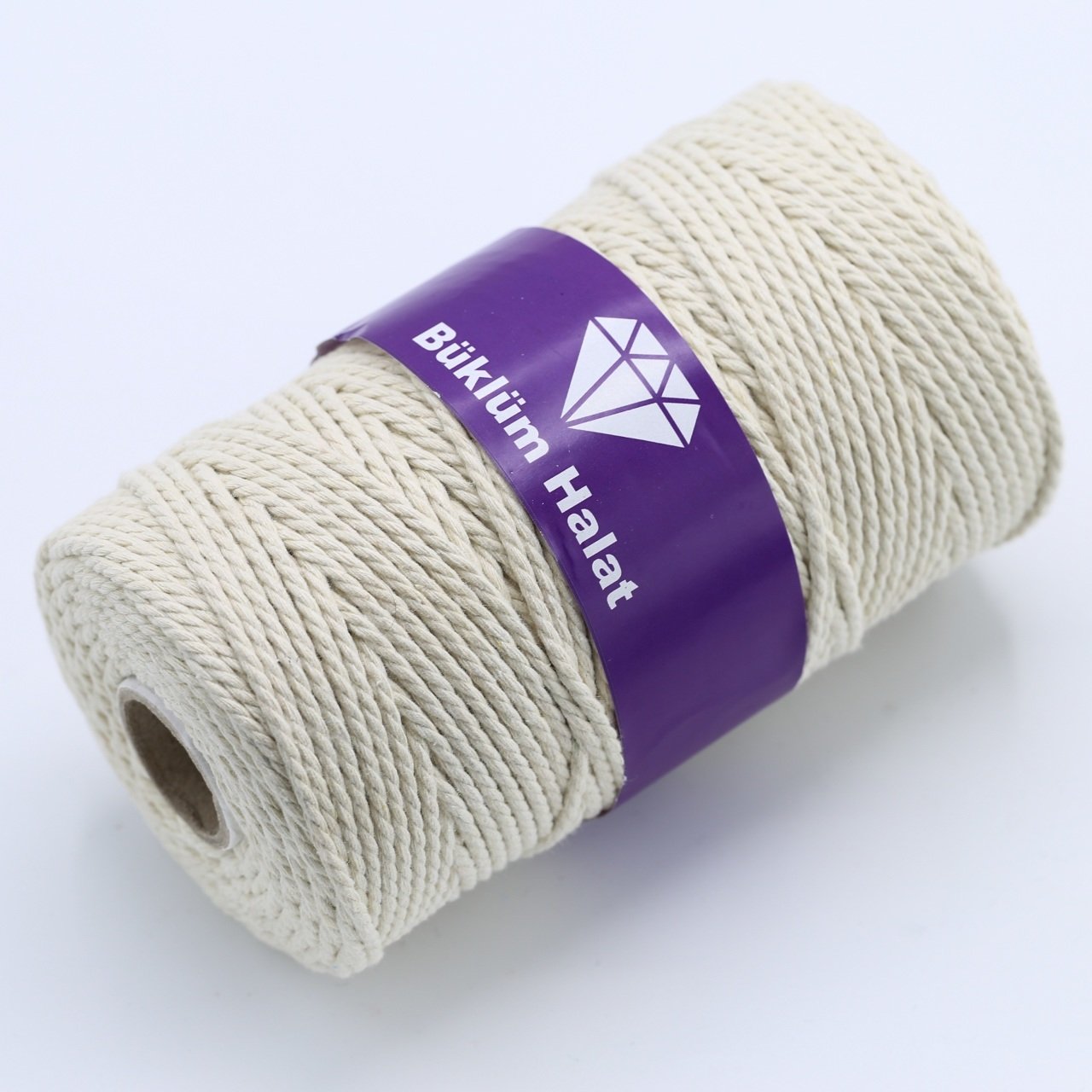 İki Büküm Makrome İpi (3mm - 500gr) Ekru