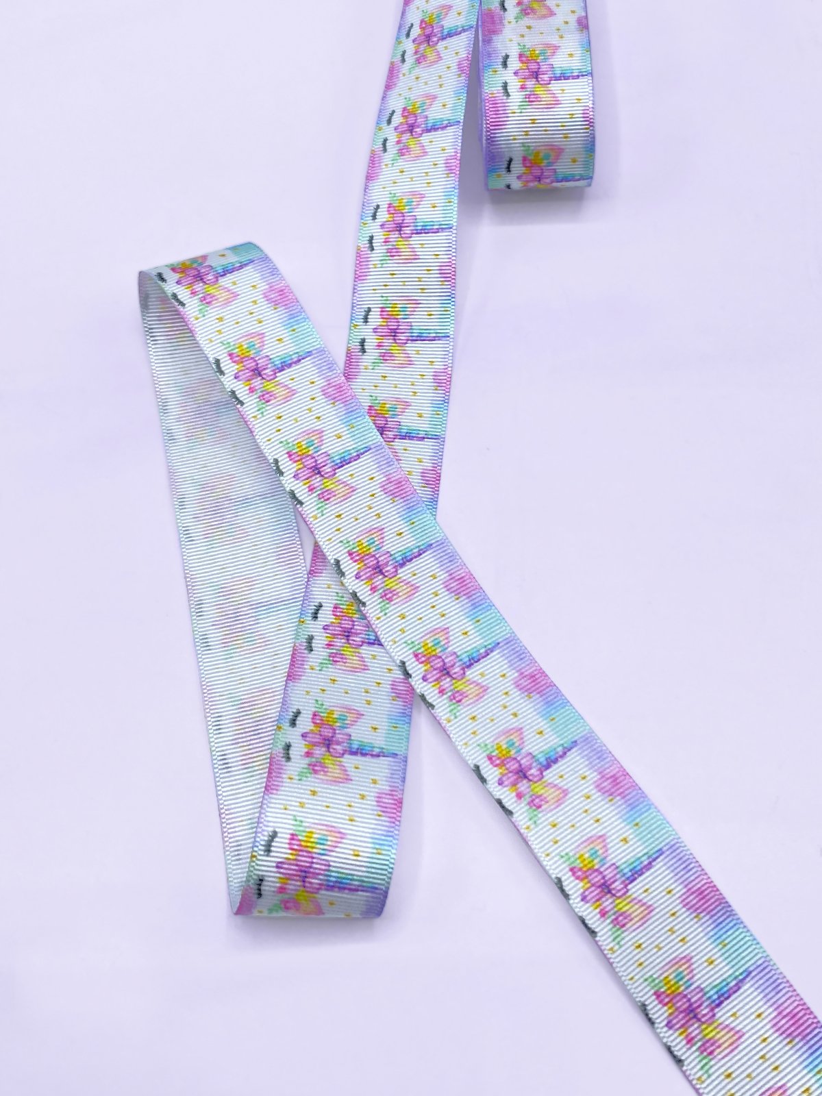 Baskılı Grogren Kurdele (2.5cm-5 Metre) Unicorn