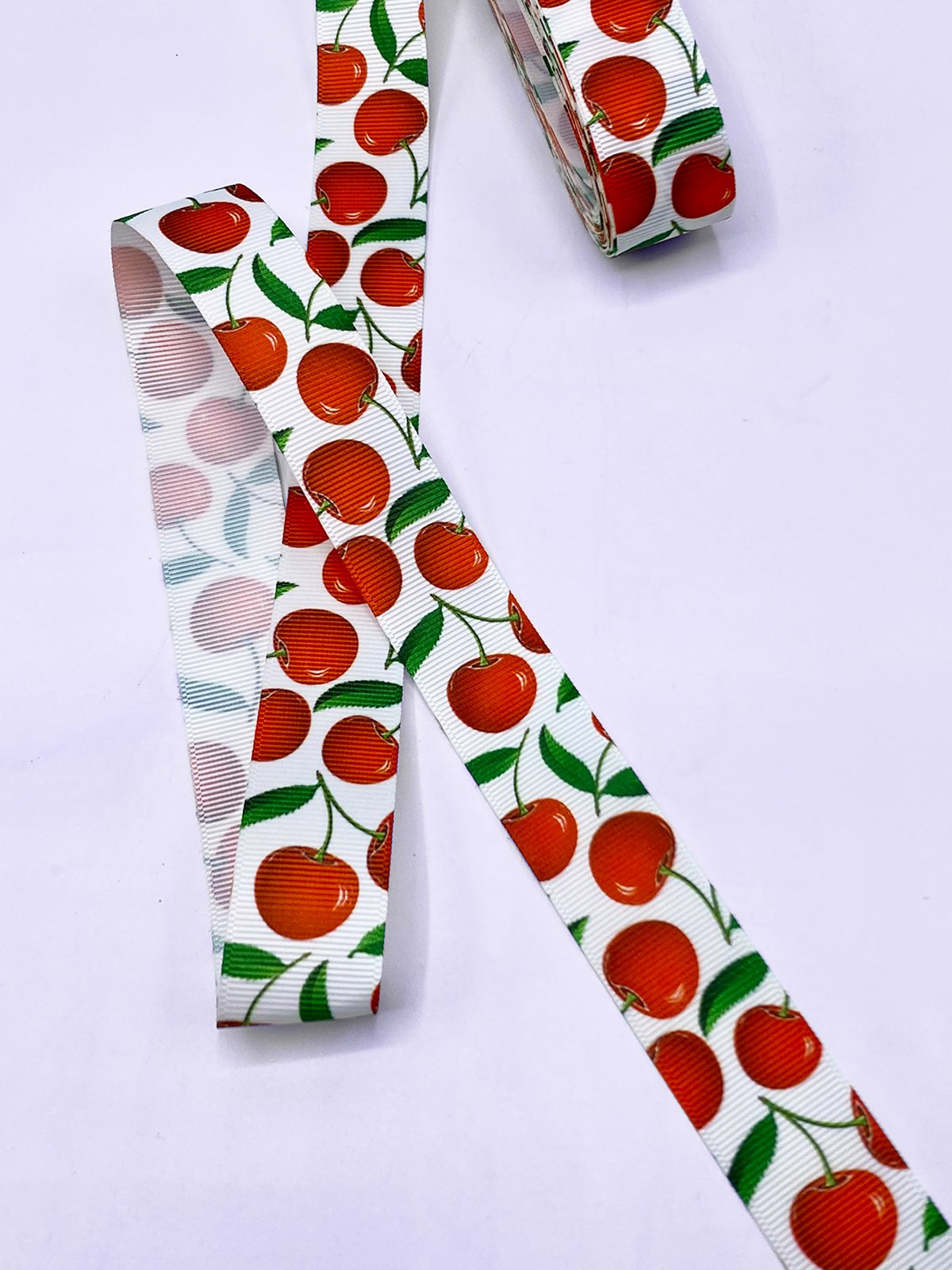 Baskılı Grogren Kurdele (2.5cm-5 Metre) Kiraz
