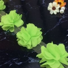 Lazer Kesim Şifon Çiçek (120 adet) Fıstık Yeşili