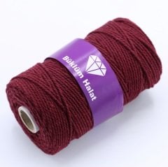 İki Büküm Makrome İpi (3mm - 500gr) Bordo