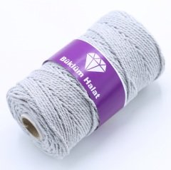 İki Büküm Makrome İpi (3mm - 500gr) Gri
