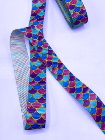 Baskılı Grogren Kurdele (2.5cm-5 Metre) Mürdüm Deniz Kızı