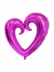 Ortası Boş Kalp Folyo Balon 100cm - Fuşya