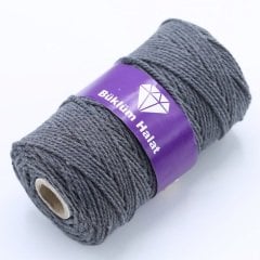 İki Büküm Makrome İpi (3mm - 500gr) Koyu Gri