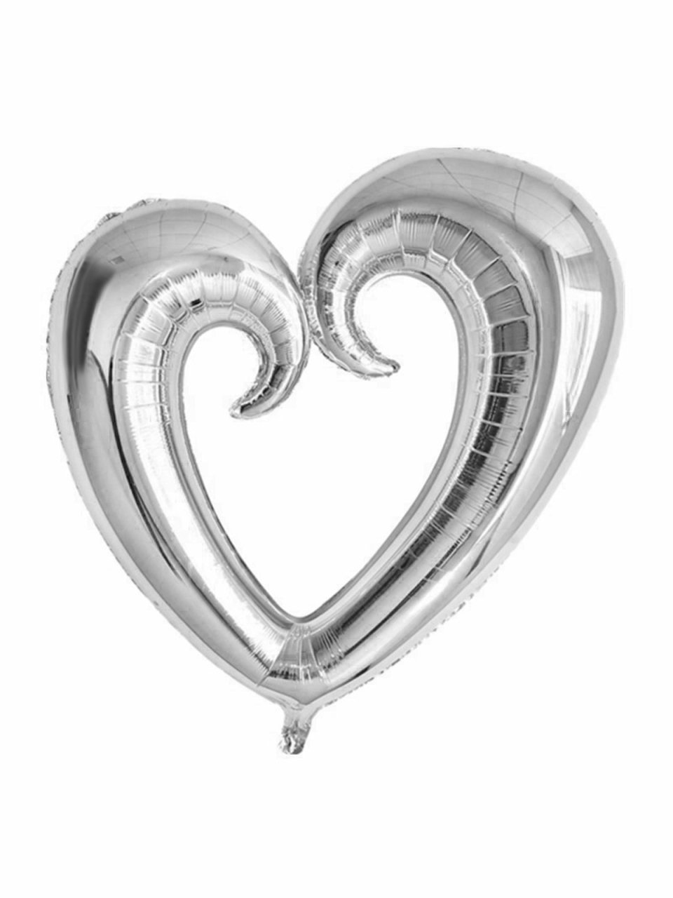 Ortası Boş Kalp Folyo Balon 100cm - Gümüş