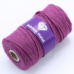 İki Büküm Makrome İpi (3mm - 500gr) Erguvan