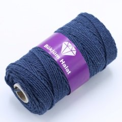 İki Büküm Makrome İpi (3mm - 500gr) Jean Mavisi