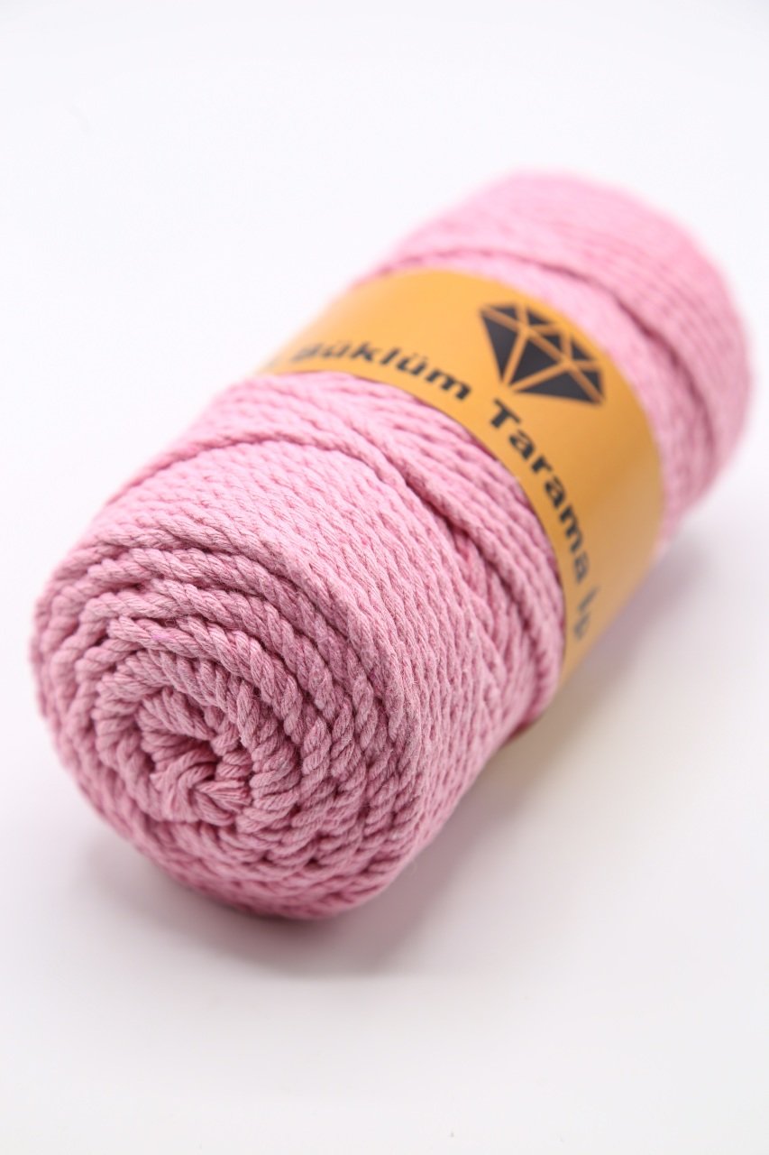 Üç Büküm Makrome İpi (3mm - 250gr) Pembe