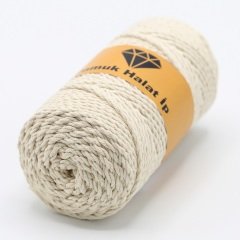 Üç Büküm Makrome İpi (3mm - 250gr) Ekru