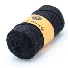 Üç Büküm Makrome İpi (3mm - 250gr) Siyah