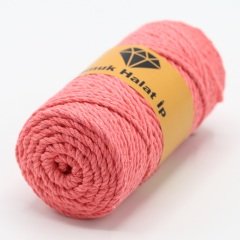 Üç Büküm Makrome İpi (3mm - 250gr) Şeker Pembesi