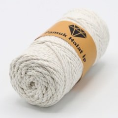 Üç Büküm Makrome İpi (3mm - 250gr) Beyaz