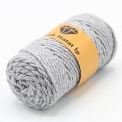 Üç Büküm Makrome İpi (3mm - 250gr) Gri