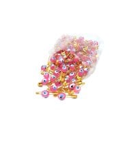 Mini Oval Çengelli Nazar Boncuğu (100 adet) Pembe