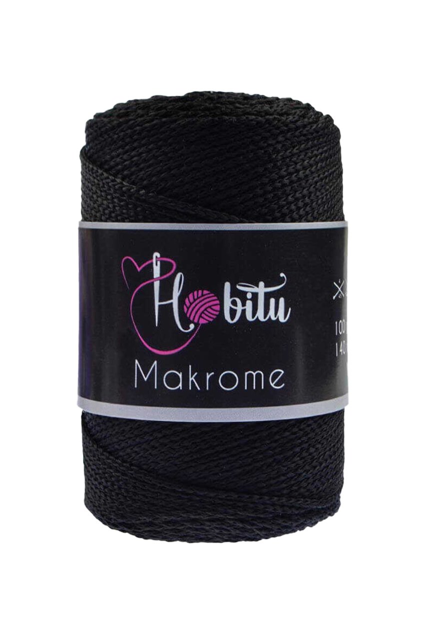 Polyester Makrome El Örgü ipi Siyah