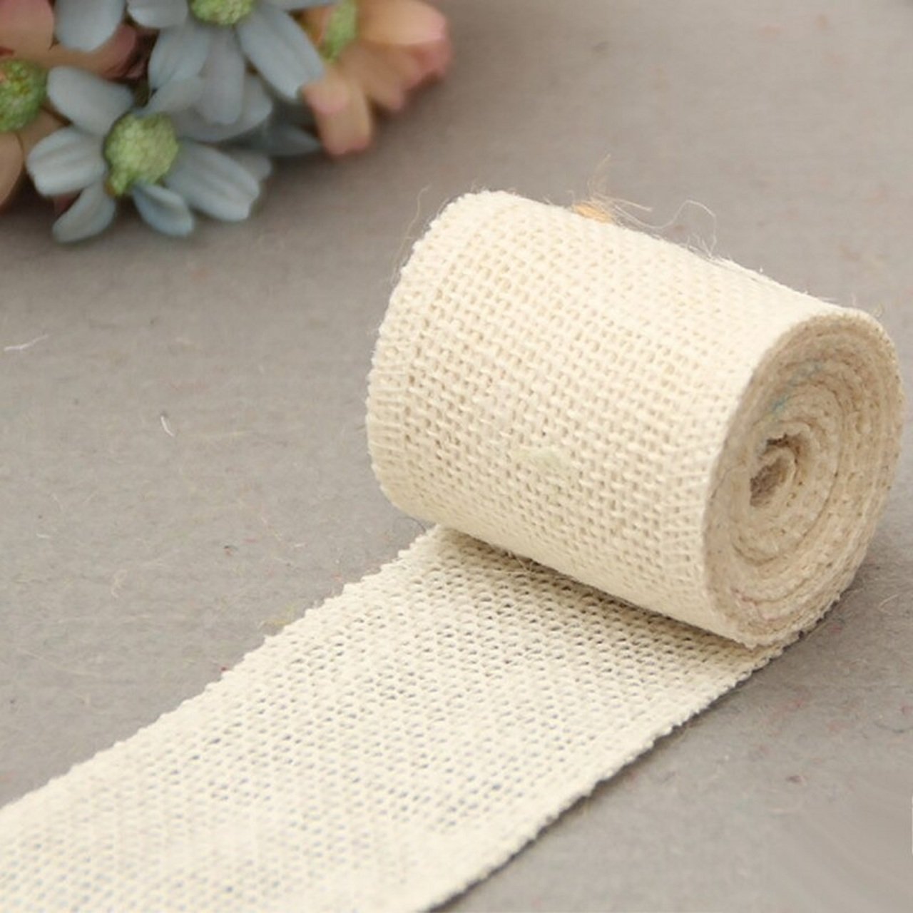 Renkli Jüt Kurdele 2 metre Krem