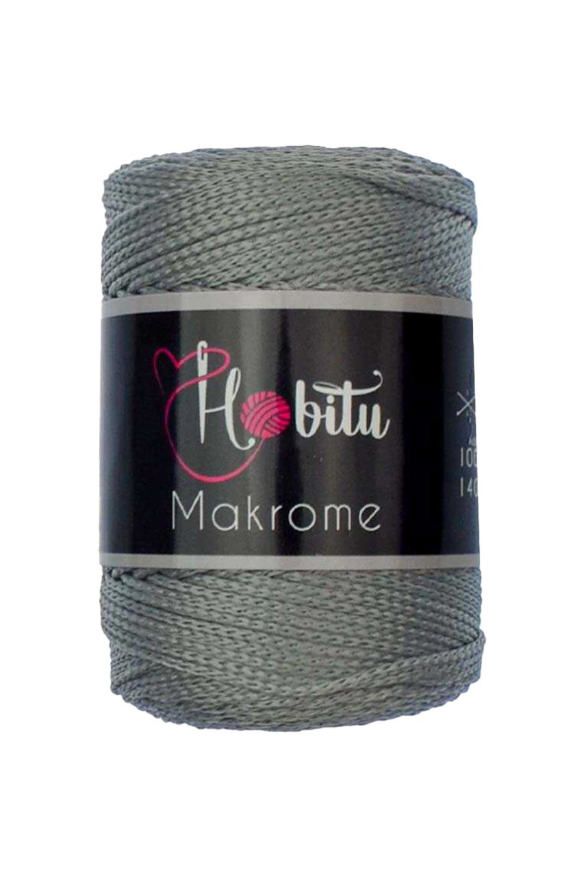 Polyester Makrome El Örgü ipi Gri