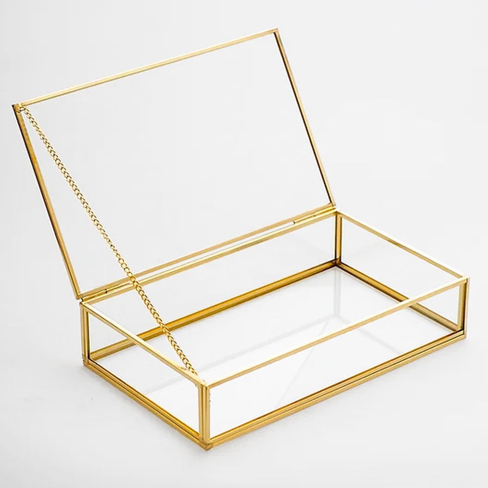 Kare Cam Madlen Çikolata Kutusu Altın - 25x15x6