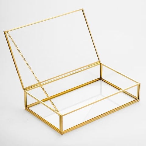 Kare Cam Madlen Çikolata Kutusu Altın - 30x20x6