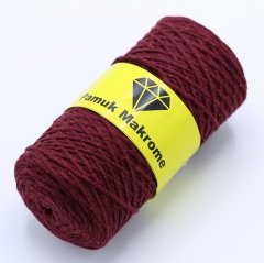 Pamuklu Makrome İpi (2mm - 250gr) Bordo