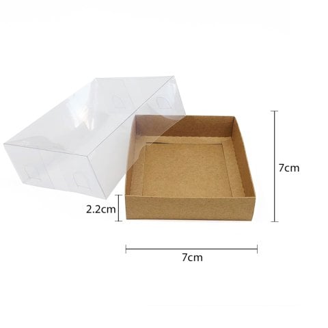 Asetat Kapaklı Kraft Kutu (50 adet) 7x7x2 - Kraft