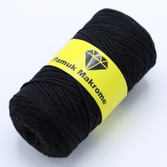 Pamuklu Makrome İpi (2mm - 250gr) Siyah