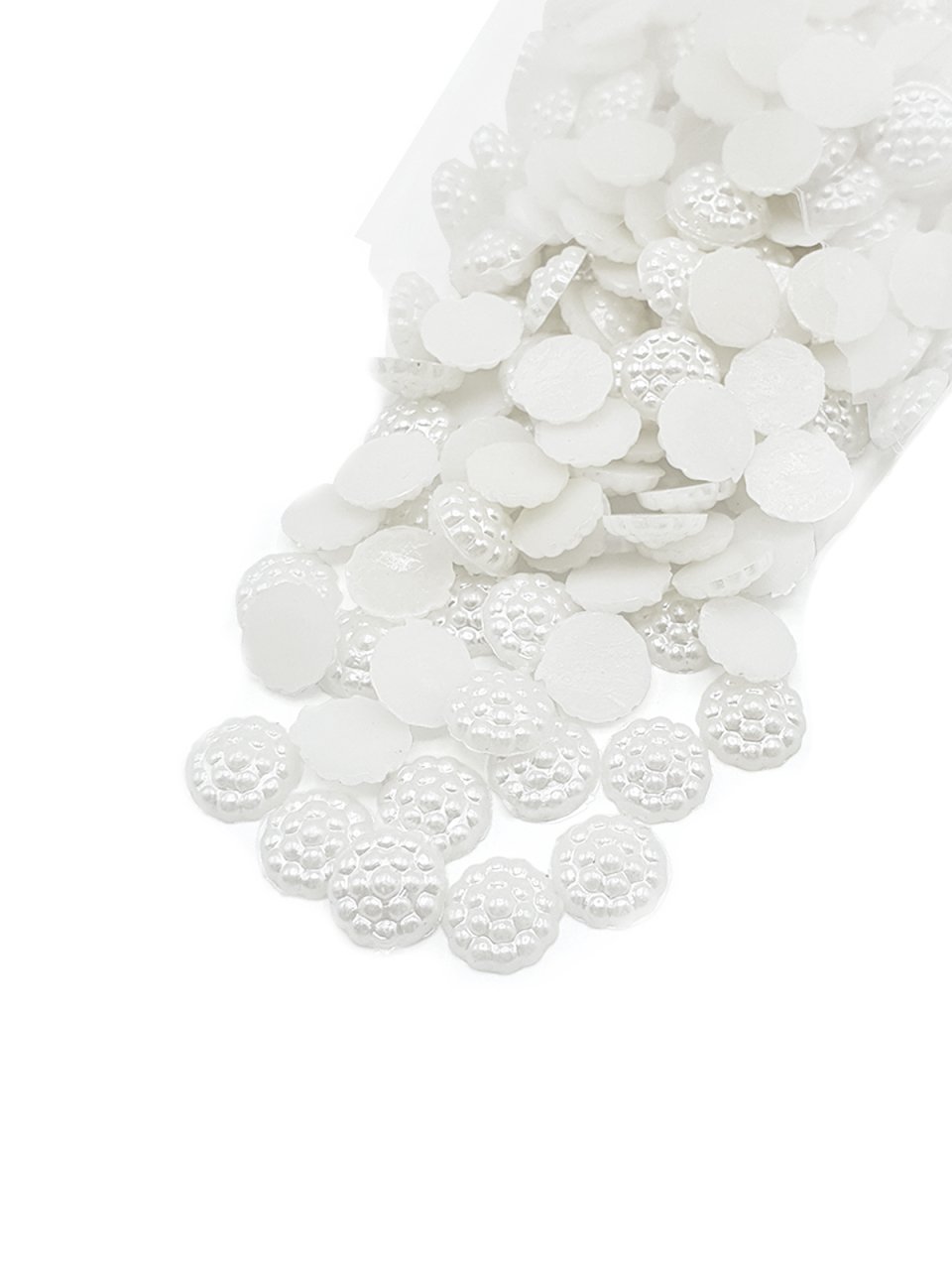 10mm Çiçek İnci Boncuk 80gr Beyaz