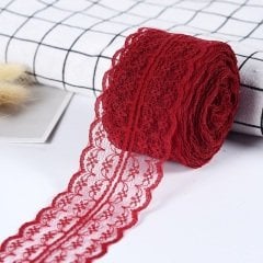 Dantel Kurdele Bordo