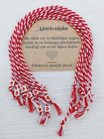 Marteniçka Bileklik Marteniçka Şans Bilekliği Marteniçka Dilek Bilekliği Kalpli Bileklik 10 Adet