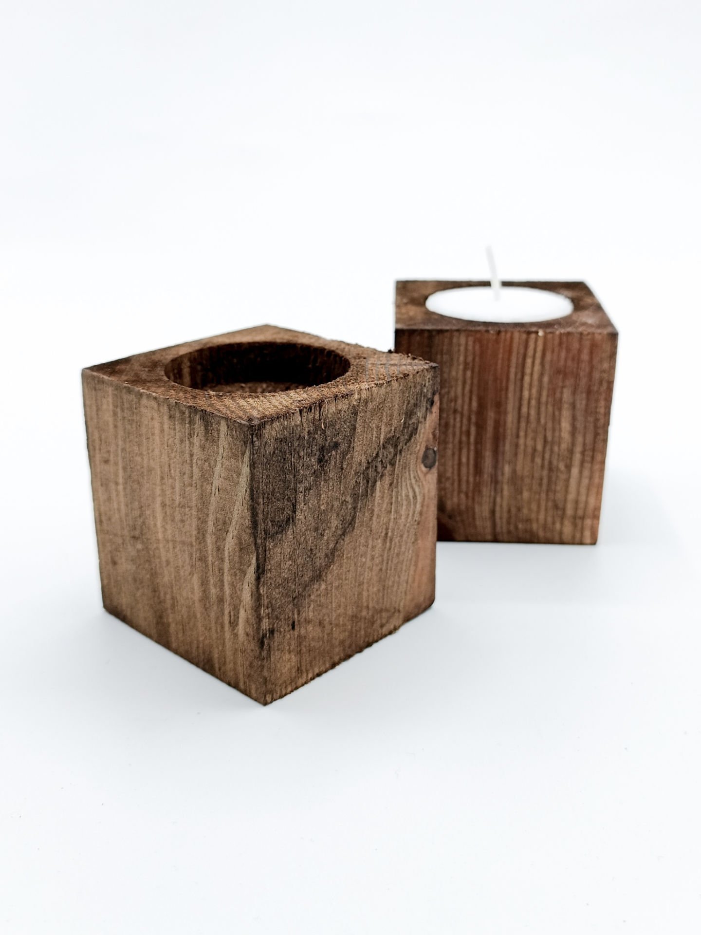 Ahşap Kare Tealight Mumluk