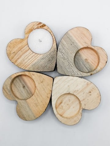 Ahşap Kalp Tealight Mumluk