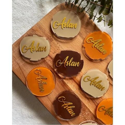 Pleksi isim (5x3) 25 adet Gold