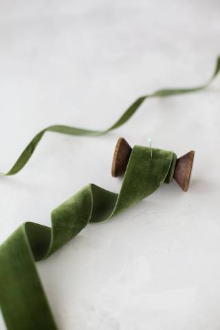 2cm Kadife Kurdele - 5m Haki