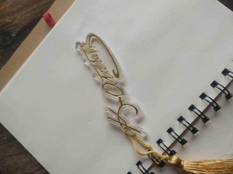Klasik Yazılı Kitap Ayracı Pleksi 15x5cm