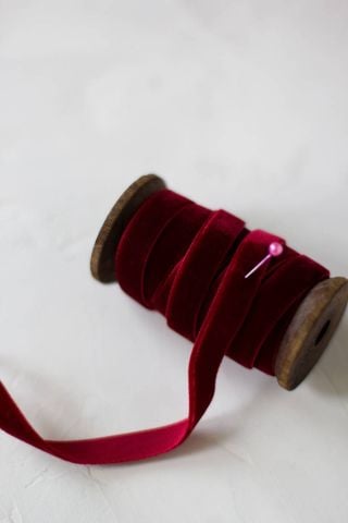 1cm Kadife Kurdele - 5m Bordo