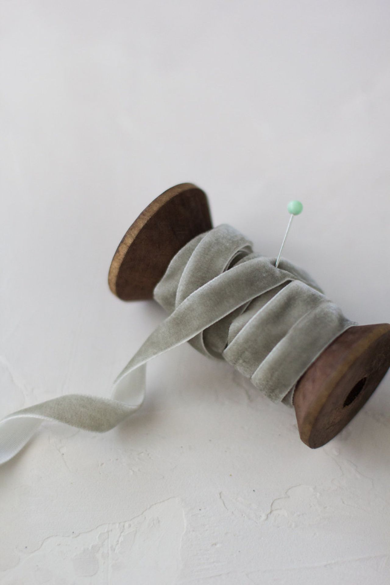1cm Kadife Kurdele - 5m Gri