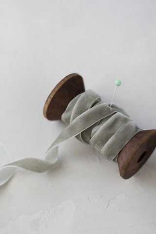 1cm Kadife Kurdele - 5m Gri