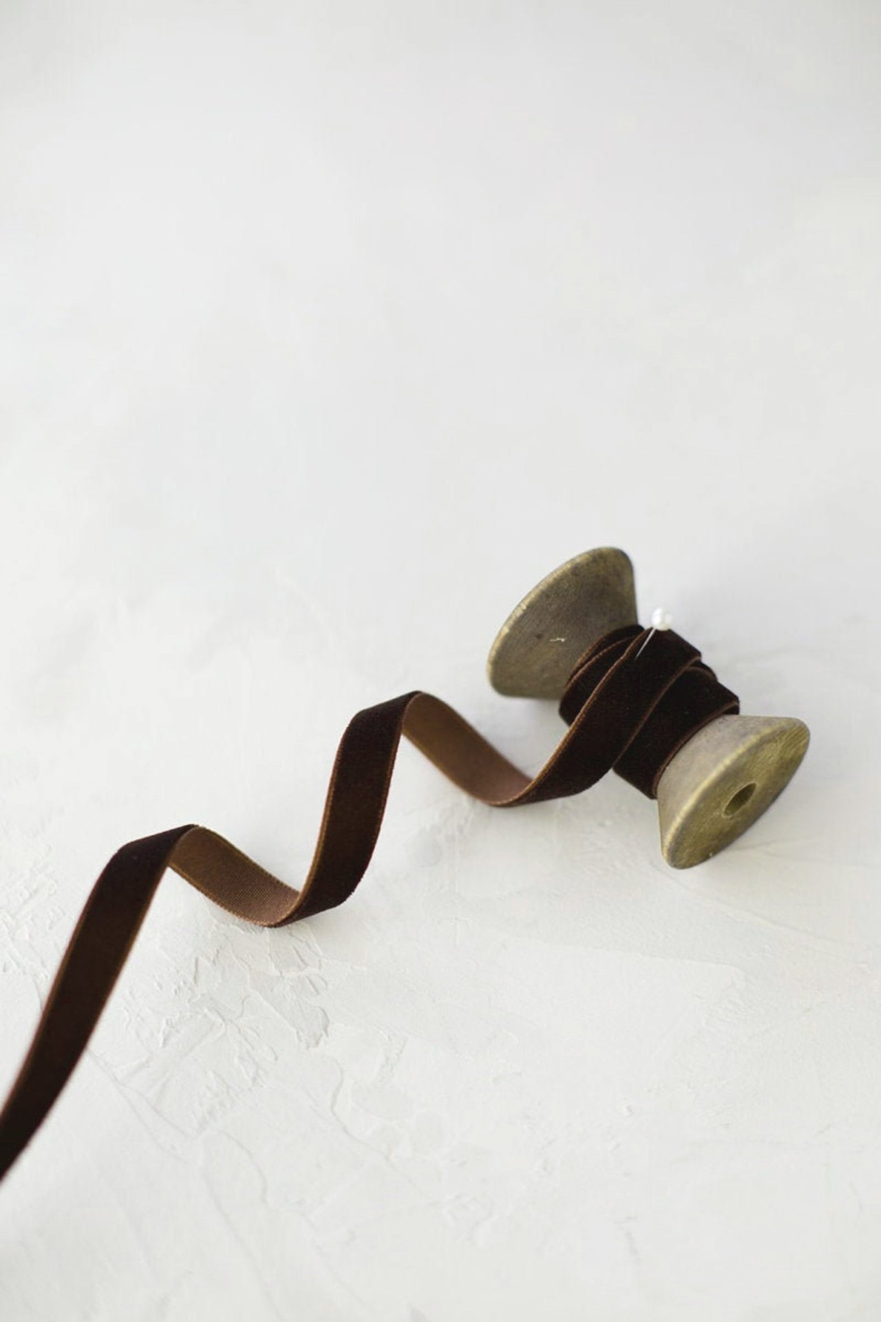 1cm Kadife Kurdele - 5m Kahverengi