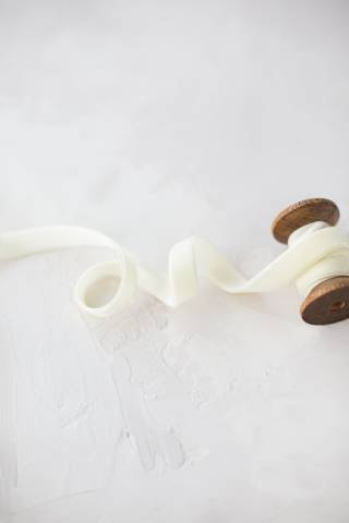 1cm Kadife Kurdele - 5m Krem