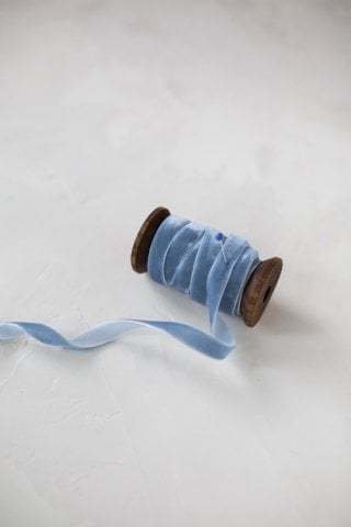 1cm Kadife Kurdele - 5m Mavi