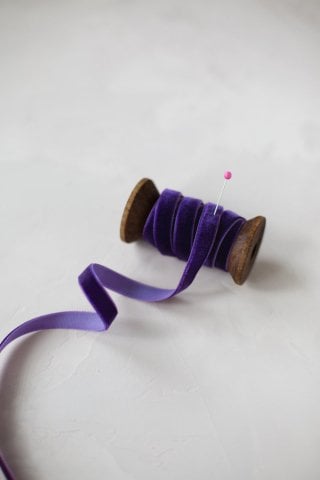 1cm Kadife Kurdele - 5m Mor