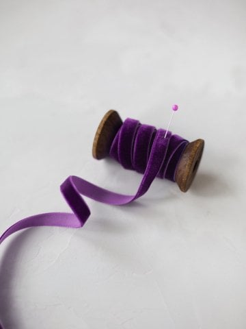 1cm Kadife Kurdele - 5m Mürdüm
