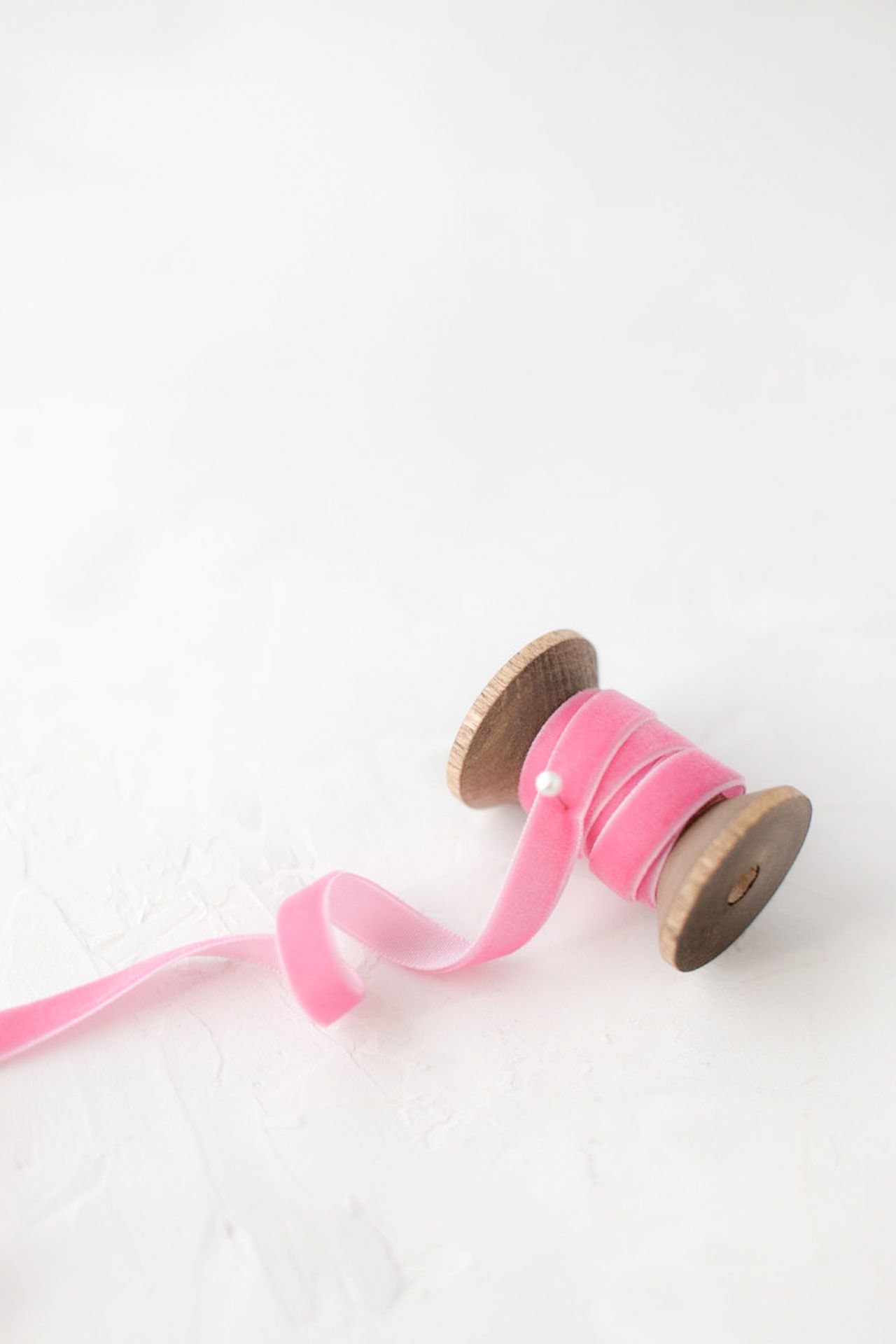 1cm Kadife Kurdele - 5m Pembe