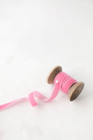 1cm Kadife Kurdele - 5m Pembe
