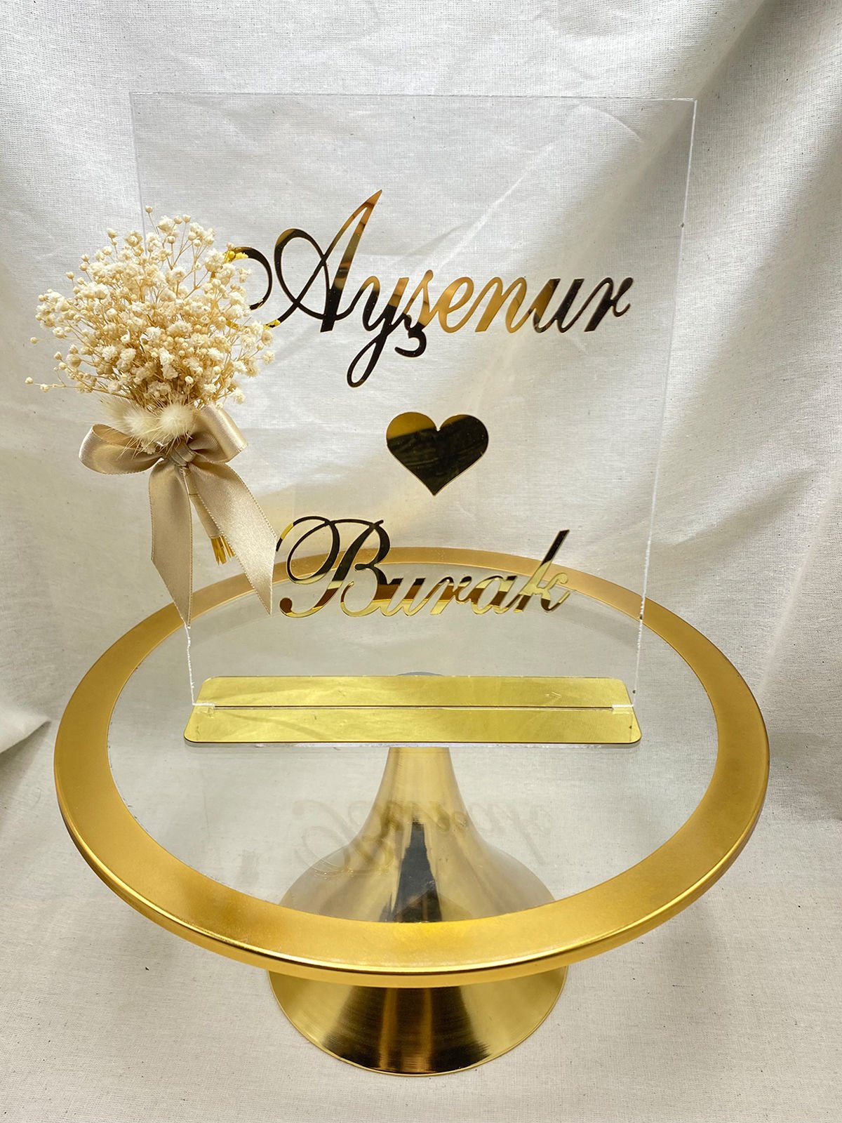 Şeffaf Pleksi Söz Nişan Masaüstü İsimlik 25x20 cm