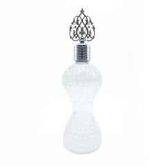 Hürrem Kapak İnce Belli Kristal Uzun Cam Şişe Gümüş