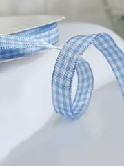 1 cm Ekose Kurdele Bebe Mavisi