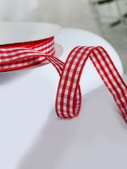1 cm Ekose Kurdele Kırmızı