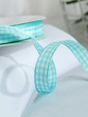 1 cm Ekose Kurdele Turkuaz